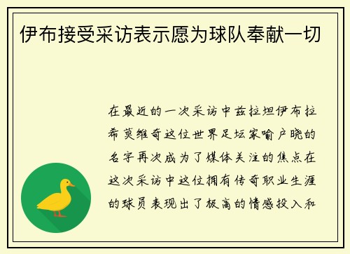 伊布接受采访表示愿为球队奉献一切